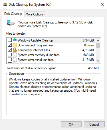 Disk cleanup untuk membersihkan seluruh sampah sistem