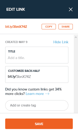 Custom link bitly