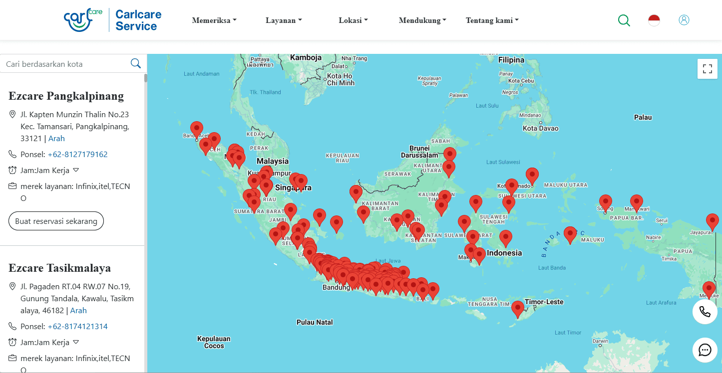 tempat service center itel sangat banyak di indonesia