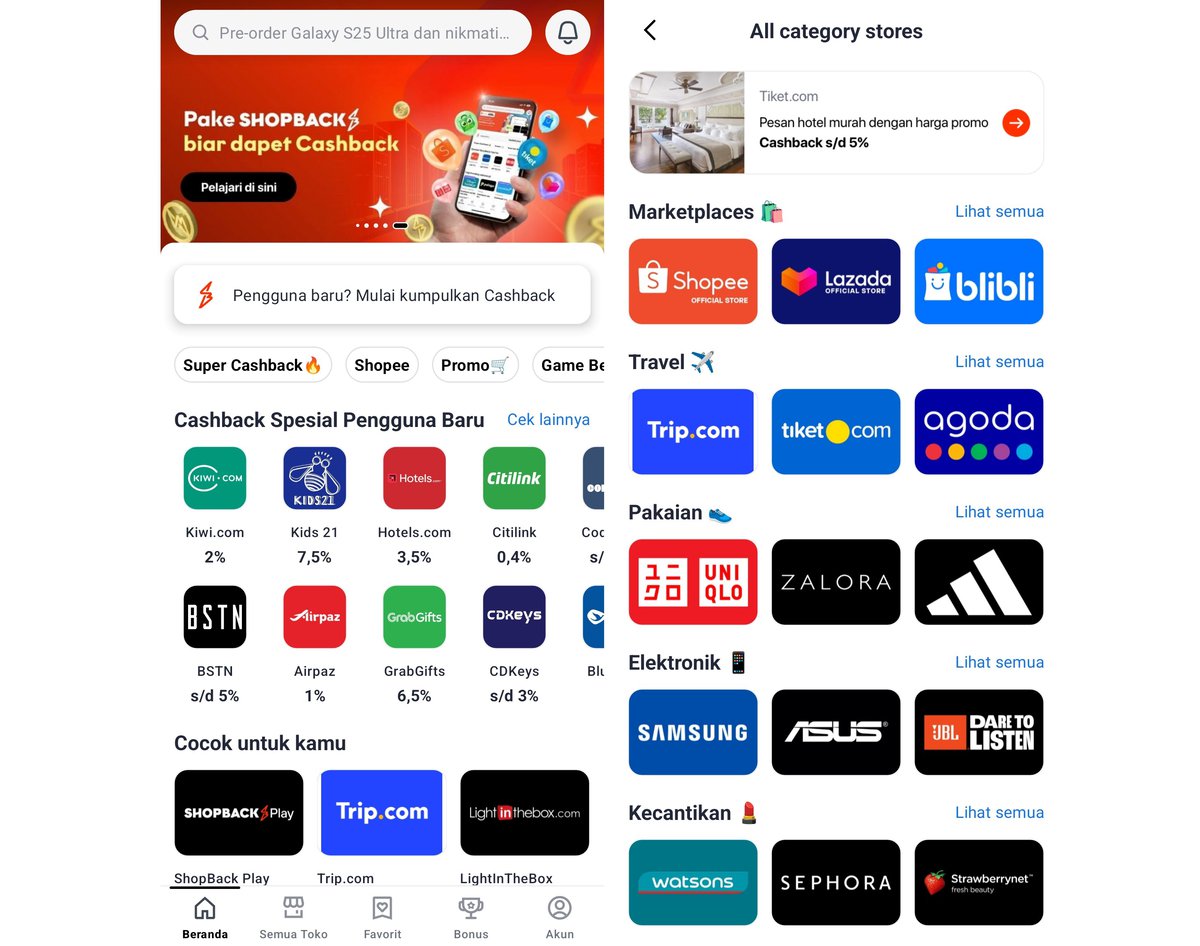 shopback banyak merchant yang bisa kasih cashback